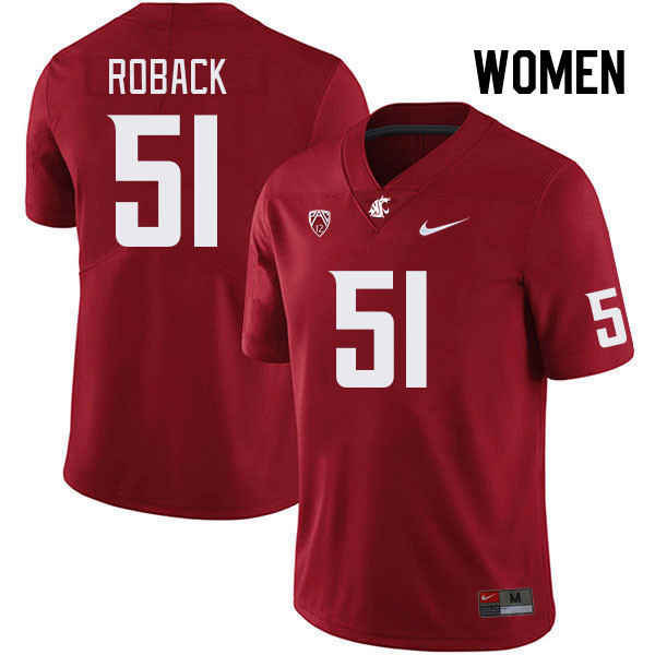 Women #51 Joseph Roback Washington State Cougars College Football Jerseys Stitched Sale-Crimson